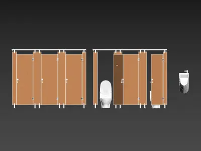 Public restroom partition washroom 3D model
