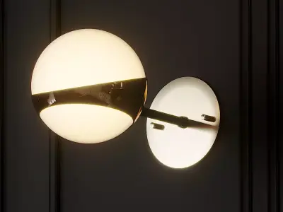 Pair of Brass and Opaline Glass Italian Sconces by Stilnovo 3D model