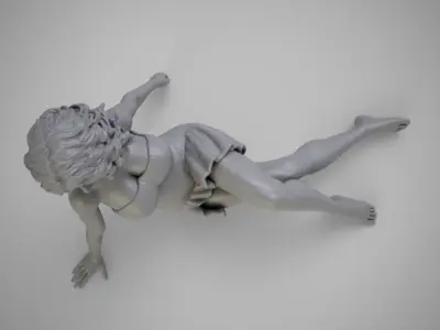 Woman Sitting on the Floor Leaning on Her Arm 3D print model