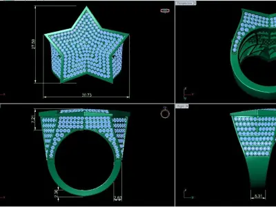 Star Mens Ring-799 3D print model
