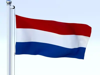 Animated Nederlands Flag Low-poly 3D model