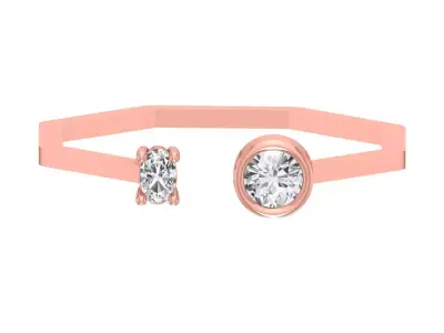 Open End Women Light Weight Band Round OVal Stone Ring 3D print model