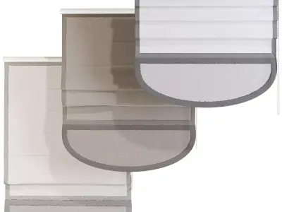 Roman Blinds Curtain Set Low-poly 3D model