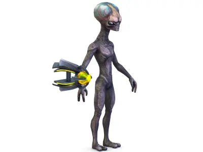Grey Alien UFO Low-poly 3D model