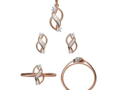 Light wt Ring Earrings Pendant set 3dm stl 1-render details 3D print model