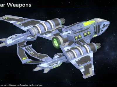 Spaceship Enkar Republic Bomber Tuulon Low-poly 3D model