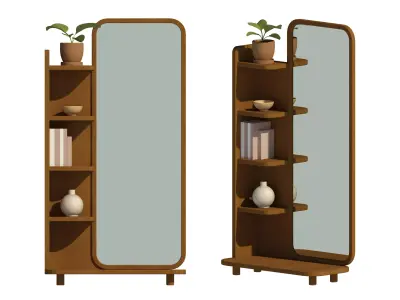 Parametric Floor Mirror with Shelves for Revit 3D model