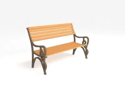 Bench wooden Low-poly 3D model