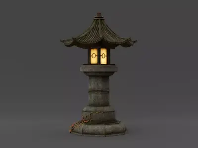 Asian Fantasy Garden Lamp  Low-poly 3D model