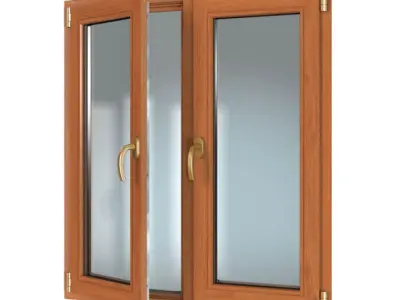 Brown wooden window 09 am109 3D model