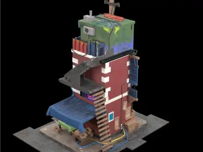 3 storey house pbr Low-poly 3D model