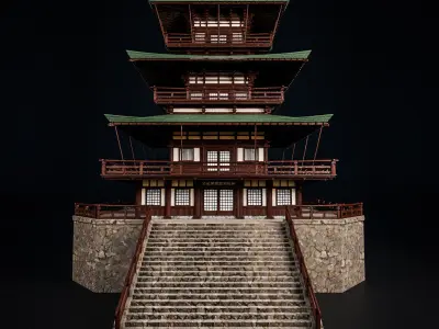 JAPANESE TEMPLE Low-poly 3D model