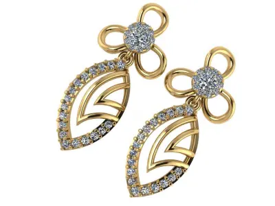 light Wight white gold diamond Earring-Nk-57ER 3D print model