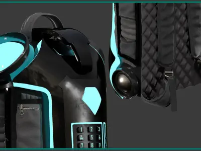 SCI-FI backpack with texture and smart material 3D model