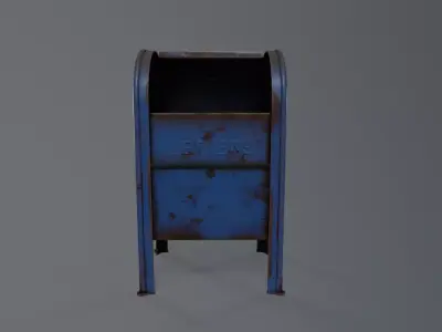 Rusted Street Mail Box Low-poly 3D model