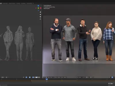  23 Rigged Lowpoly Human Characters / Fotorealistic Men, Women and Student People 