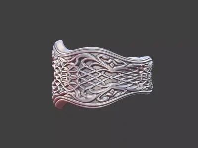 Japanese Pattern Ring Silver Jewelry 3D Model 3D print model