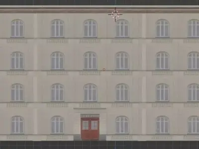 highpoly building with windows and balconies Free 3D model