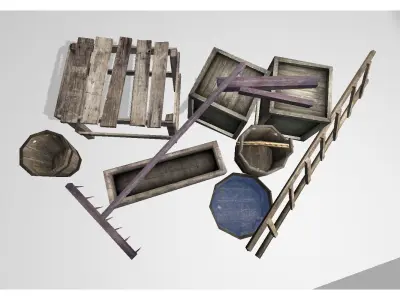 medieval props pack Low-poly 3D model