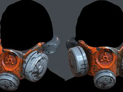 Gas mask helmet 3d model scifi Low-poly  Low-poly 3D model 474