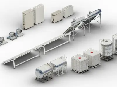 Rooftop Kit Low-poly 3D model