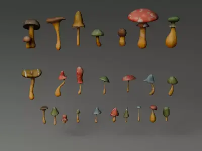 Mushroom Assets Low-poly 3D model