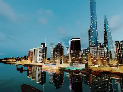 Shanghai Skyline City Pack Pudong Skyscrapers Towers Low-poly 3D model