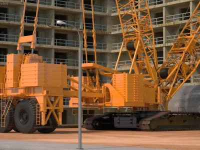  Crawler Crane with Lattice Boom for Construction Rigged for Maya 
