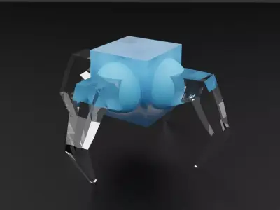 Low-poly  rigged  animated character  biomechanical robot    Low-poly 3D model
