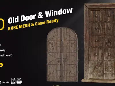 30 Old Door and Window Low-poly 3D model