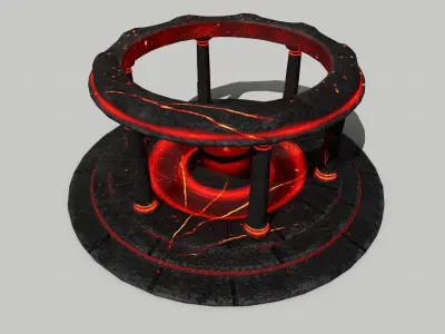 Altar Set fire pit with flames Low-poly 3D model