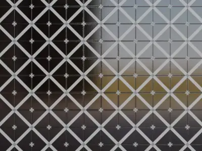 Modern Glossy Black Diamond Lattice Tiles PBR Seamless Texture