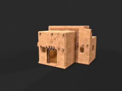 Clay Desert Egypt Village House 2 Low-poly 3D model