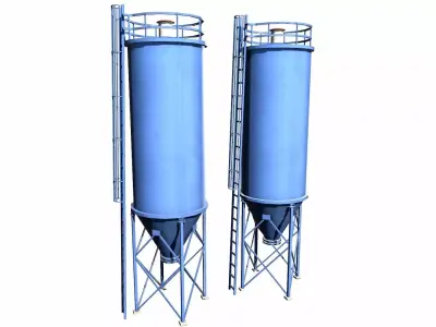 Chemical Silos Low Poly 3d Model Low-poly 3D model