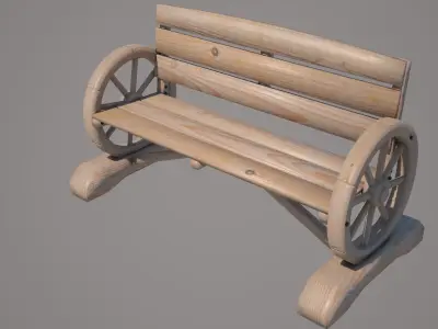 Wood Cart Bench 3D model
