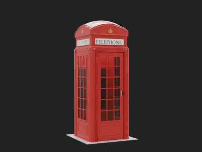 London Red Phonebooth Low-poly 3D model