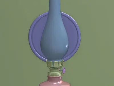 Kerosene lamp with mirror reflector 3D model