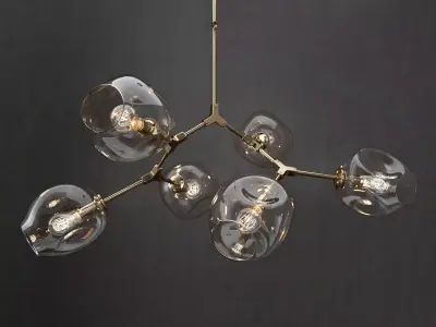 Branching bubble 6 lamps 2 Clear Gold 3D model