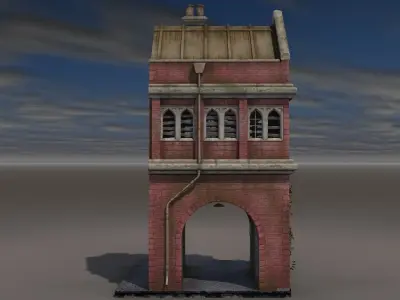 Victorian house with a gate 3D model