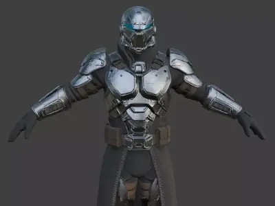 Futuristic Sci-Fi Armored Soldier 3D Model Low-poly 3D model