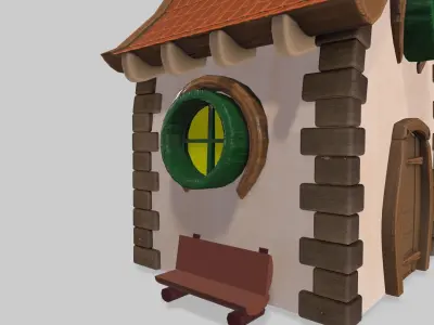 Cartoun House Low-poly 3D model