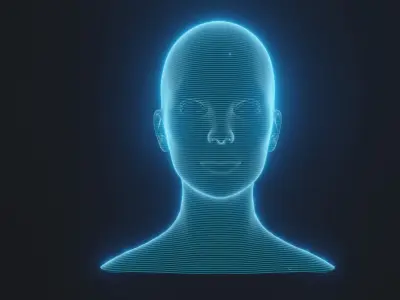 Hologram Male Female Head 3D Model Animated Facial Expressions 3D Model Pack