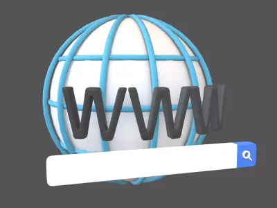 WWW Icon with Search Bar v1 002 Low-poly 3D model