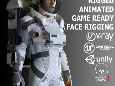 MX02 Male Space Suit Low-poly 3D model