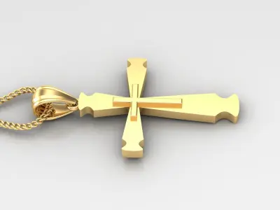 Light Gold 18K Cross Pendant 2CP045 3D print model