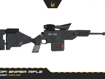 SciFi Futuristic Sniper Rifle -Scifi Weapons 001 Low-poly 3D model