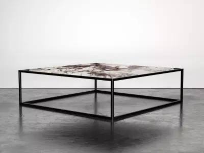 Paskal marble coffee table with metal frame 3D model