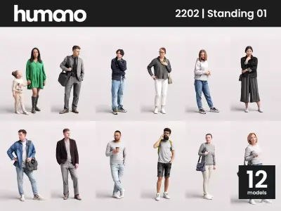 Humano 12- Collection 2202 - STANDING PEOPLE - 12 x 3D models  3D model