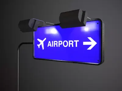 Airport Sign Board 004 Low-poly 3D model