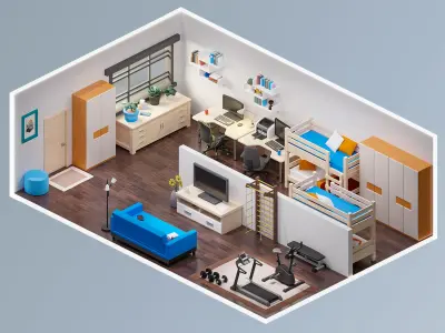 Room 47 Low-poly 3D model